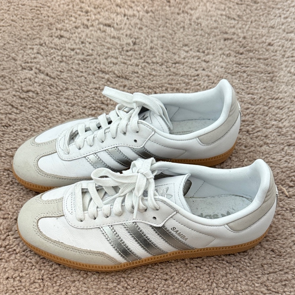 Adidas Samba Classic White Silver Gum Sole Sneakers